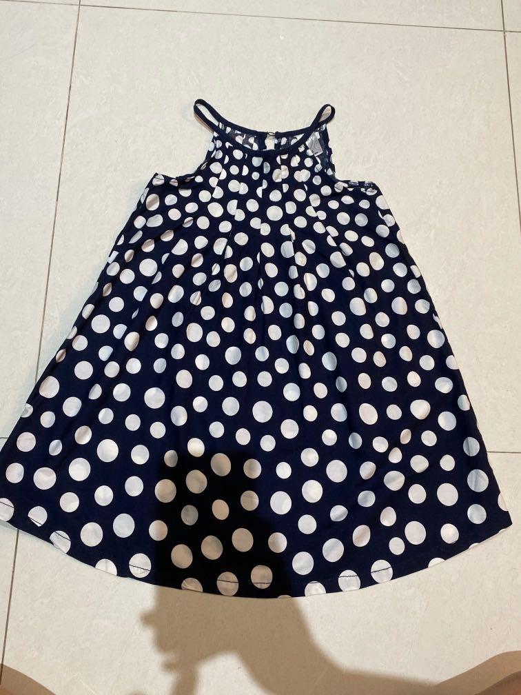 Girls navy discount polka dot dress