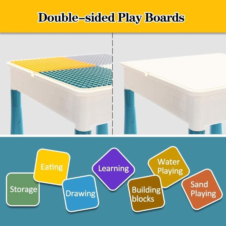 GobiDex 7 in 1 Multi Kids Activity Table Set with 2 Chairs and 100