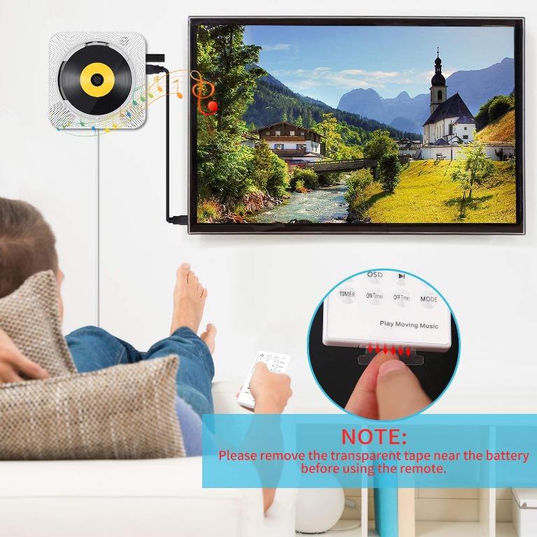 HHLYQ Portable DVD/CD Player, Wall Mountable Bluetooth CD DVD Player