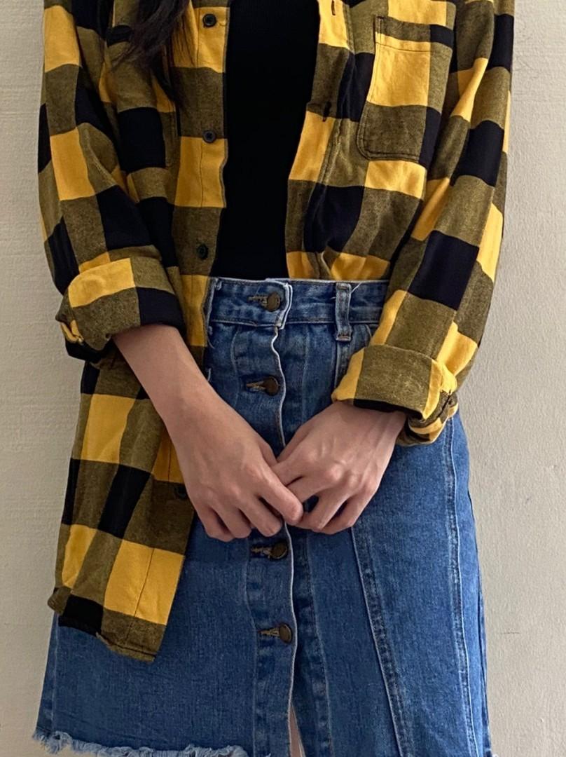 H&m yellow flannel top