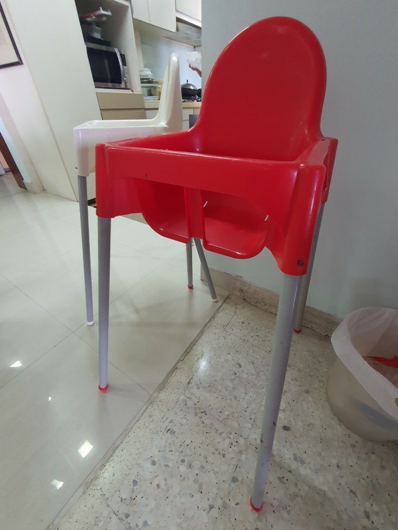 red ikea high chair