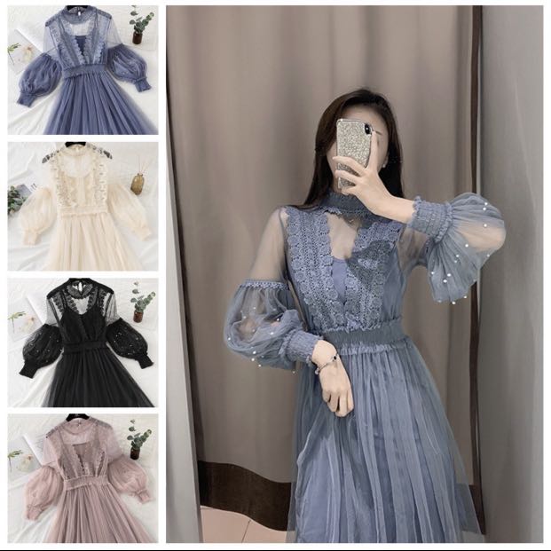 Korean mesh clearance dress