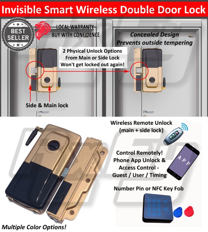 Latest Invisible Smart Door Gate Digital Lock Wireless Double Fail Safe System Nfc Bluetooth App Remote Control Smart Home Google Home Amazon Alexa Yale Samsung Tv Home Appliances Tv Entertainment