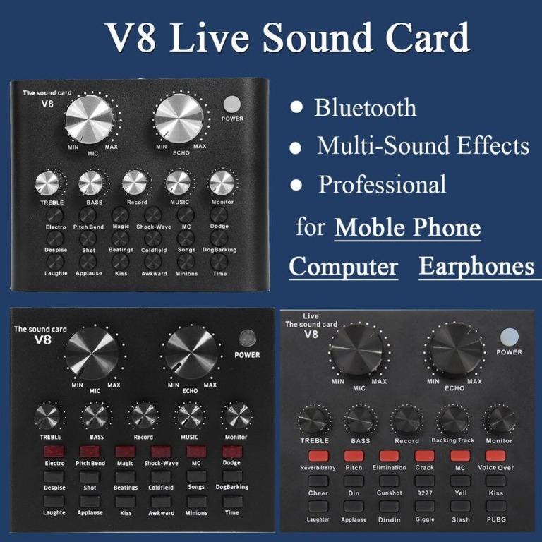 Live Sound Card V8 Pro Audio USB Headset Microphone Webcast for Phone Computer Live Streaming Video Youtuber