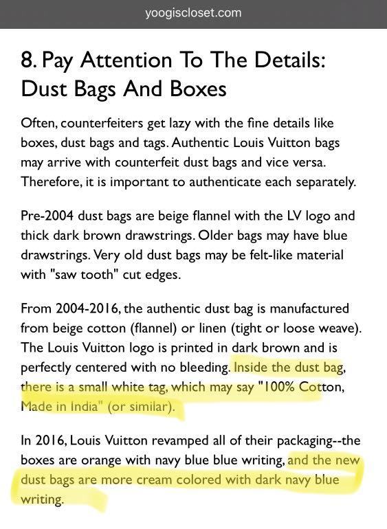 NEW Authentic Louis Vuitton Drawstring Dustbag Dust Bag For Charm
