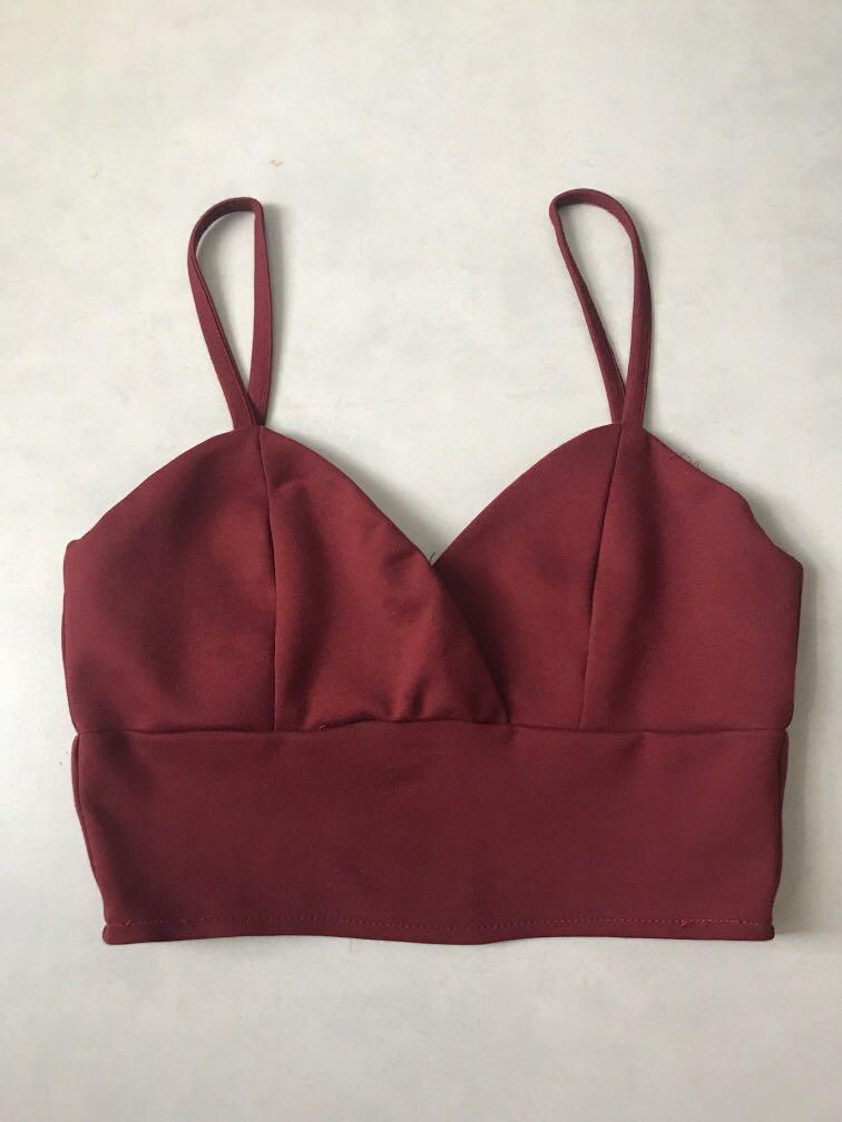burgundy bustier top