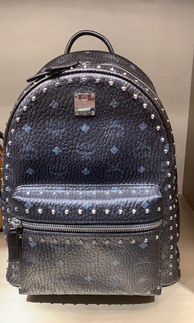 mcm backpack blue and black