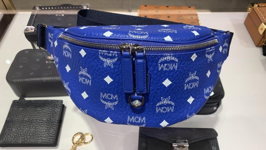 blue mcm belt bag