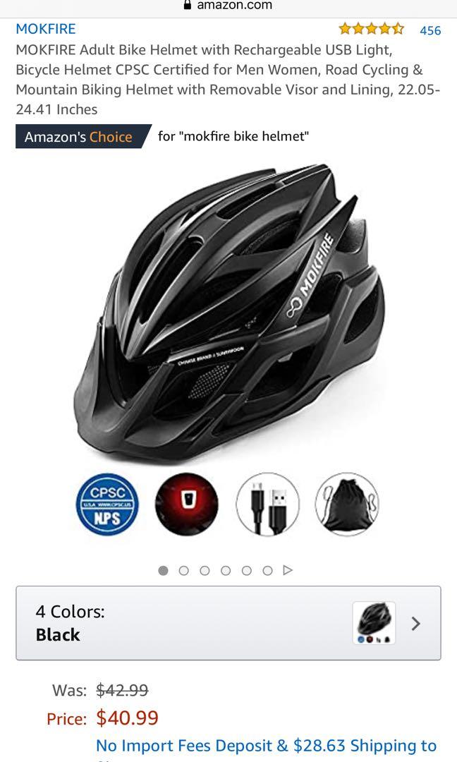 Mokfire CPSC-Certified Bicycle Helmet Helme with USB Tail Light And Visor 