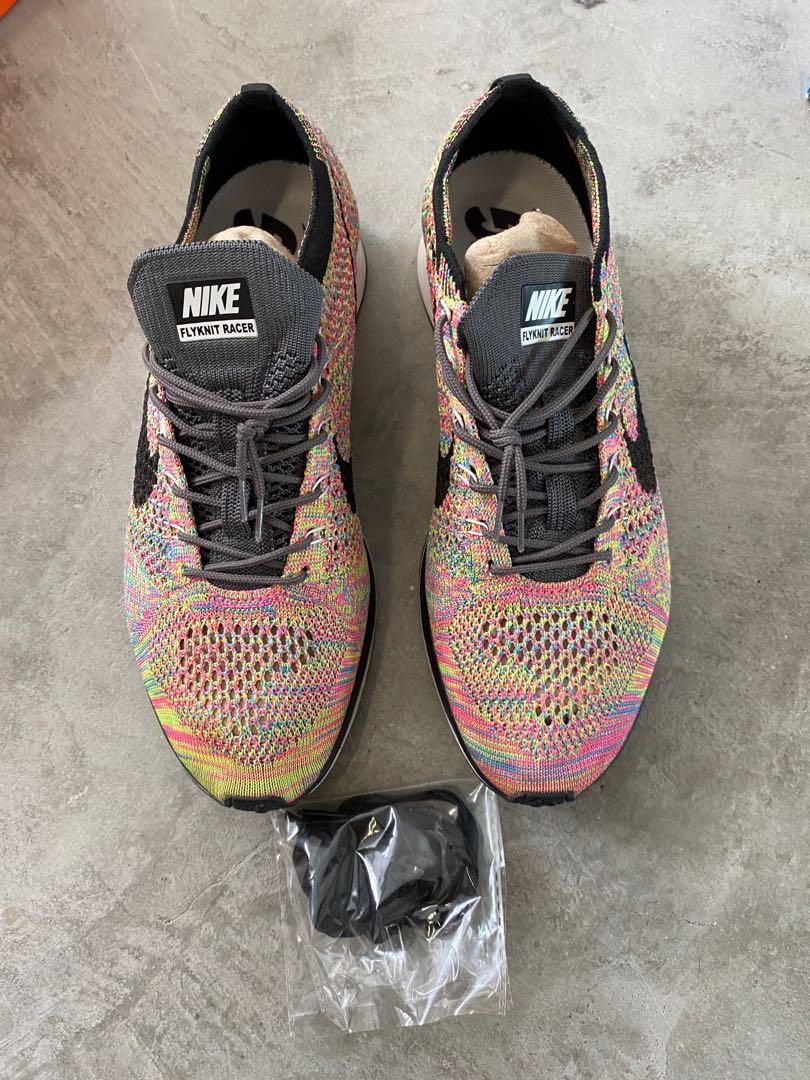 Nike Flyknit Racer 526628 004 Multi colour 2016 Rainbow Grey Tongue Men s Fashion Footwear Sneakers on Carousell