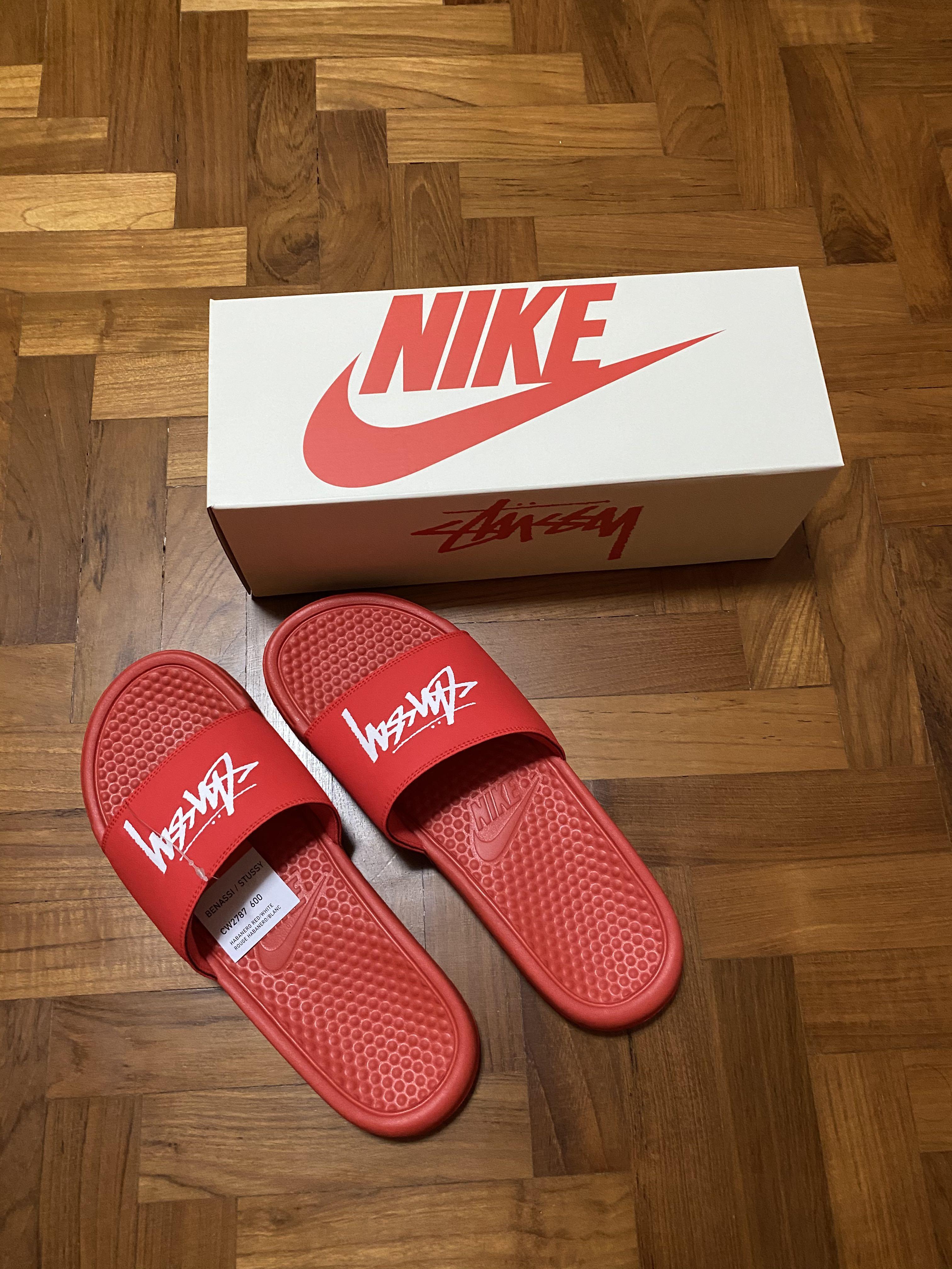stussy slides red