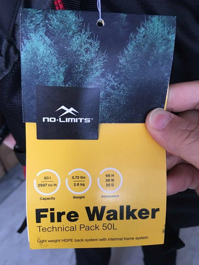 No Limits Firewalker 50L Backpack Rucksack Carousell