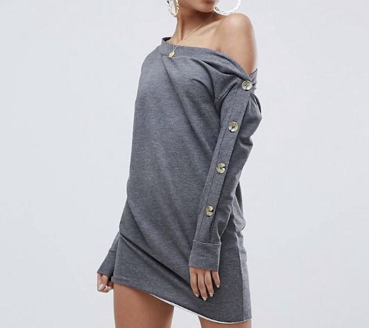 off shoulder sweat dress