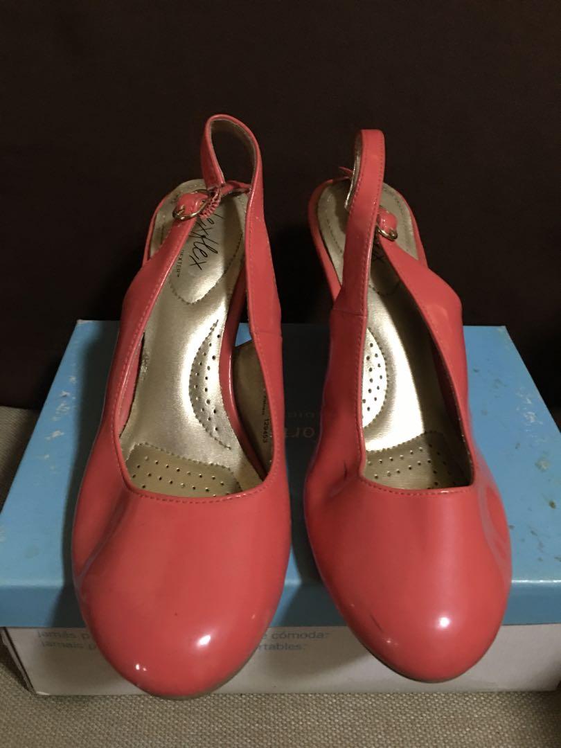 Payless Dexter Coral Wedge Strap Sandals (Size 36) (Category: Heels) located in Manila. Submitted by ap120924 (Listing ID 1025368027, Image 2). Description: Authentic Dexter. Personall bought abroad. signs of usage but good overall when wearing. 2 inches wedge but comfy can be used for casual. Trendy. Color coral pink. very cute in actual. no box. SF will be shouldered by the buyer.