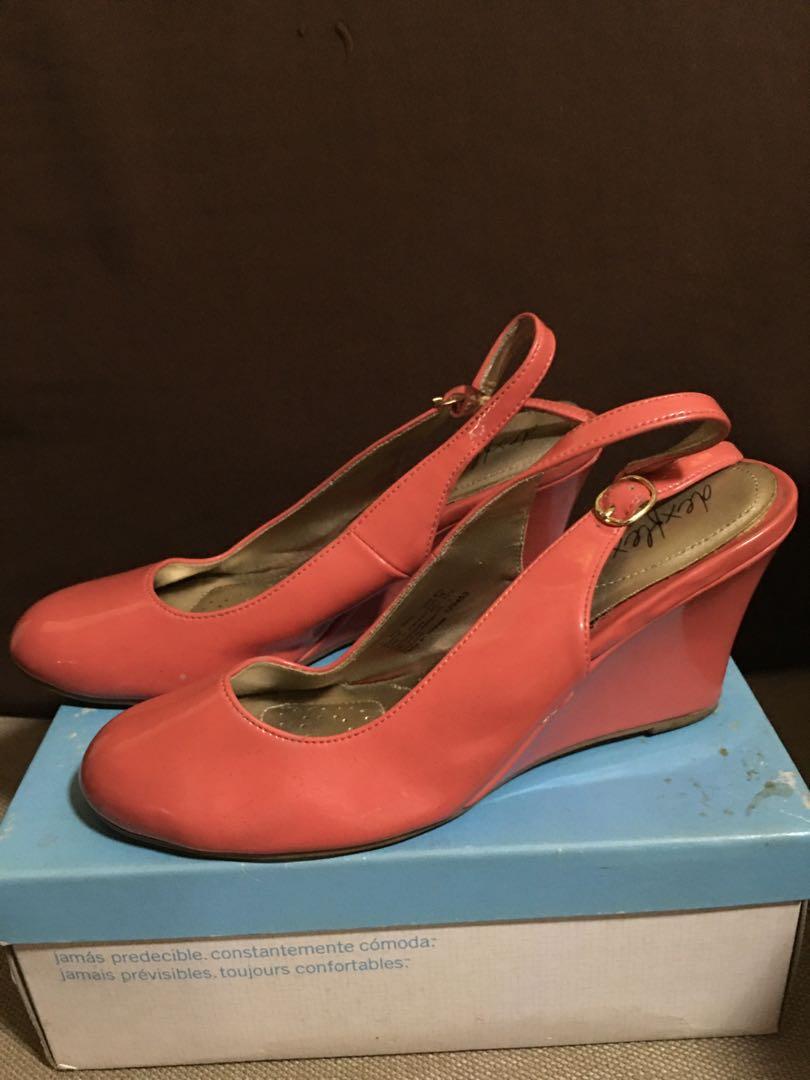 coral wedge shoes