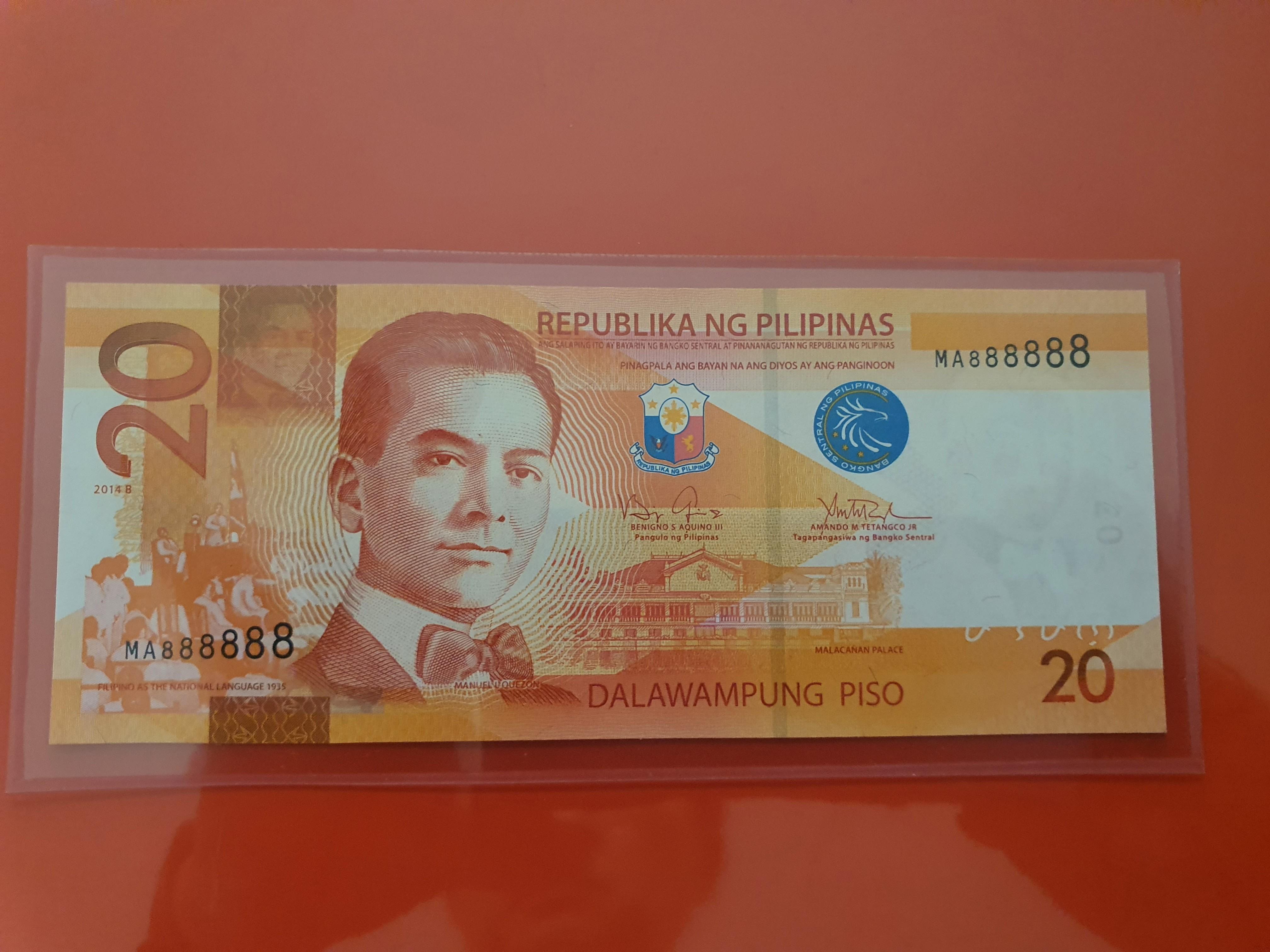 Philippines 20 Peso Solid No Ma888888 Malaysia 888888 Hobbies Toys Memorabilia Collectibles Currency On Carousell