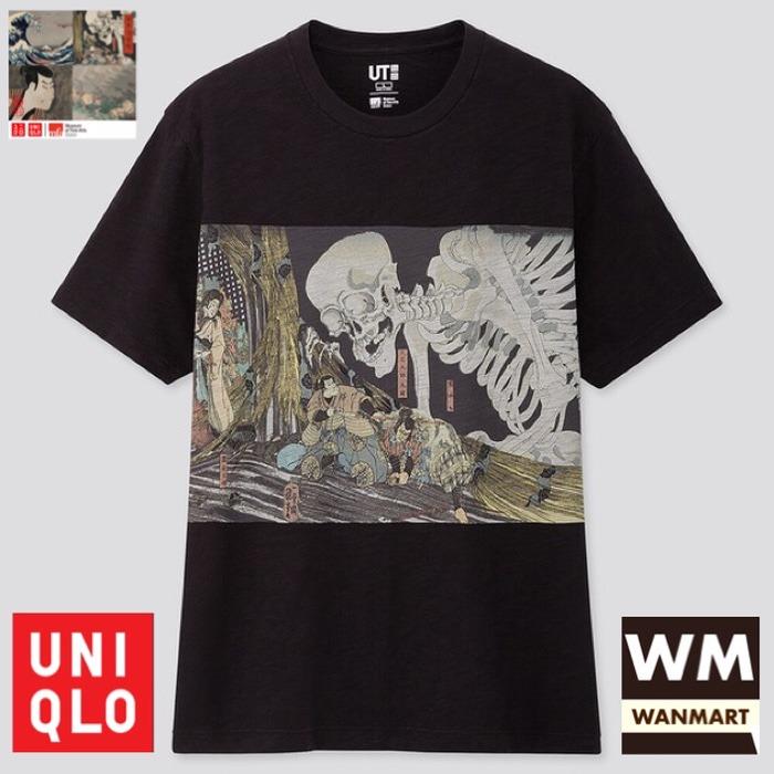 Rare UNIQLO Men T-Shirt Graphic Shirt UT EDO UKIYO-E Black, Men's