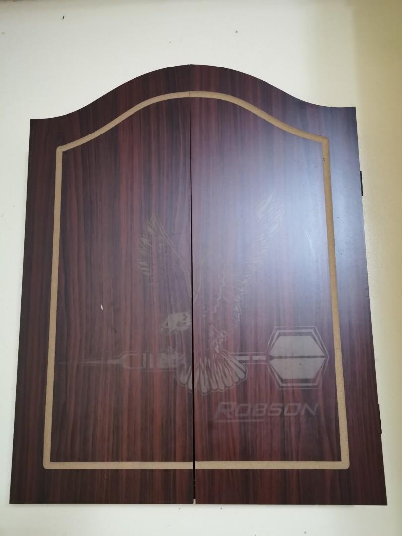 Robson Wood Dart Board Game (Category: Kites) located in Bacoor. Submitted by mrdshop (Listing ID 1025519422, Image 2). Description: Robson Dart Board Game slightly used. made of solid wood. complete set (no missing parts) cases of darts still intact. good for family/friends bonding. nice as wall display too..