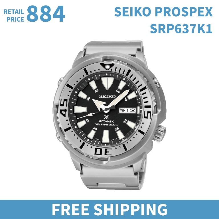 Seiko Prospex Baby Tuna 200M Automatic Diver's SRP637K1 Men's Watch Silver  Dial Stainless Steel Strap SRP637K