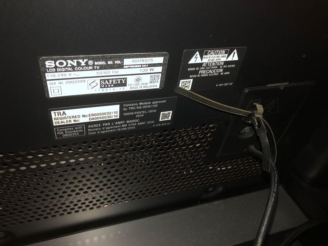 sony kdl 46hx925 46 3d led tv for parts tv home appliances tv entertainment tv parts accessories on carousell