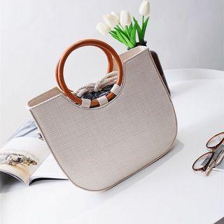 Straw-Woven Solid Wood Handbag 👜