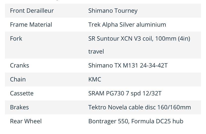 Trek 3700 clearance size chart