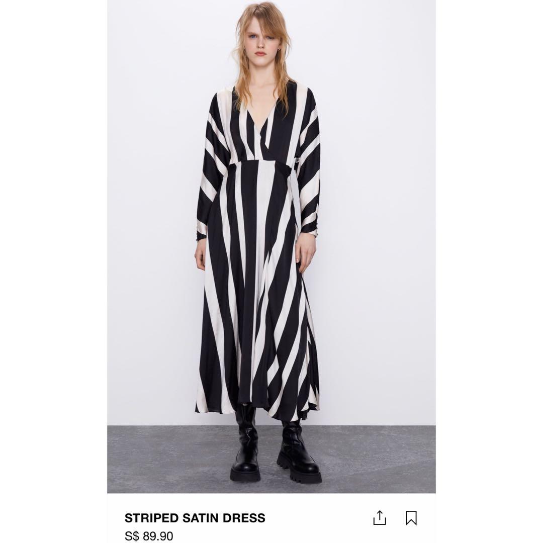 zara striped satin dress