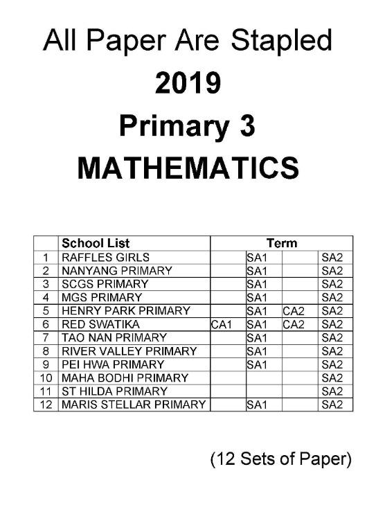 2019 Primary 3 Past Year Exam Paper, Hobbies & Toys, Books ...