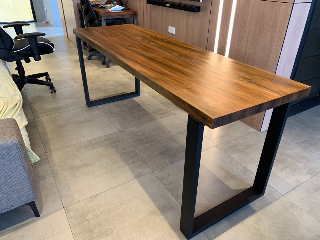 Computer desk 2in thick solid wood (mahogany), Furniture & Home Living