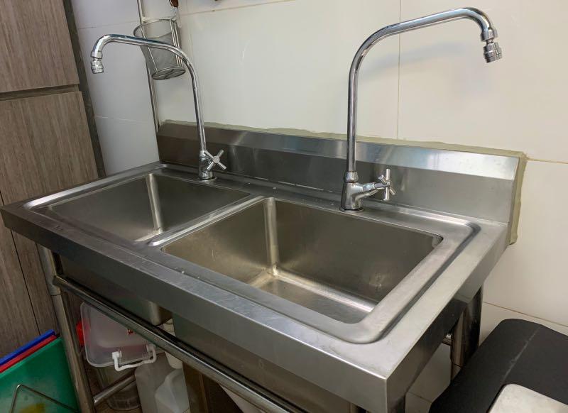 Double Bowl Stainless Steel Sink 304 410 Single Pub Approved Taps Basin U Save Singmah Berjaya Ikea Chiller Freezer Display Ice Machine Equipment F B Food Beverages Kitchen Table Chairs Washing Dish Washer Furniture