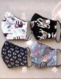 FACE MASKS 3 Layers Cotton Reusable/Washable/Breathable Covering Australian-Made
