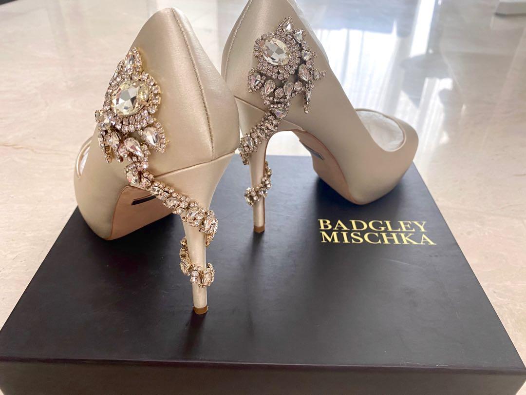 Ivory Badgley Mischka wedding shoes heels Women s Fashion