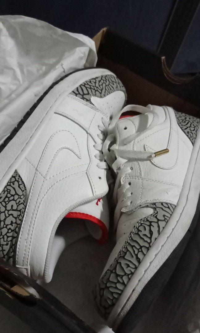 Jordan 1 Low White Cement, Men's