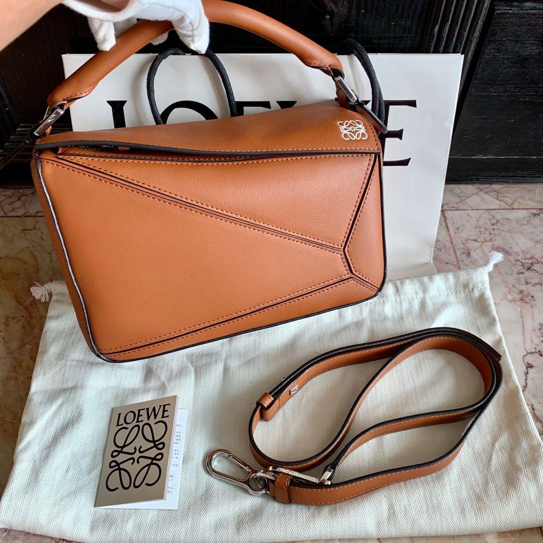 loewe tan small puzzle bag