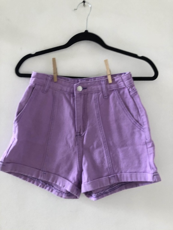purple denim shorts