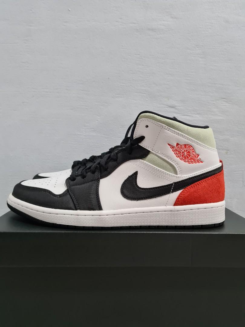 Nike Air Jordan 1 Mid Track Red, Men's Fashion, Footwear, Sneakers on