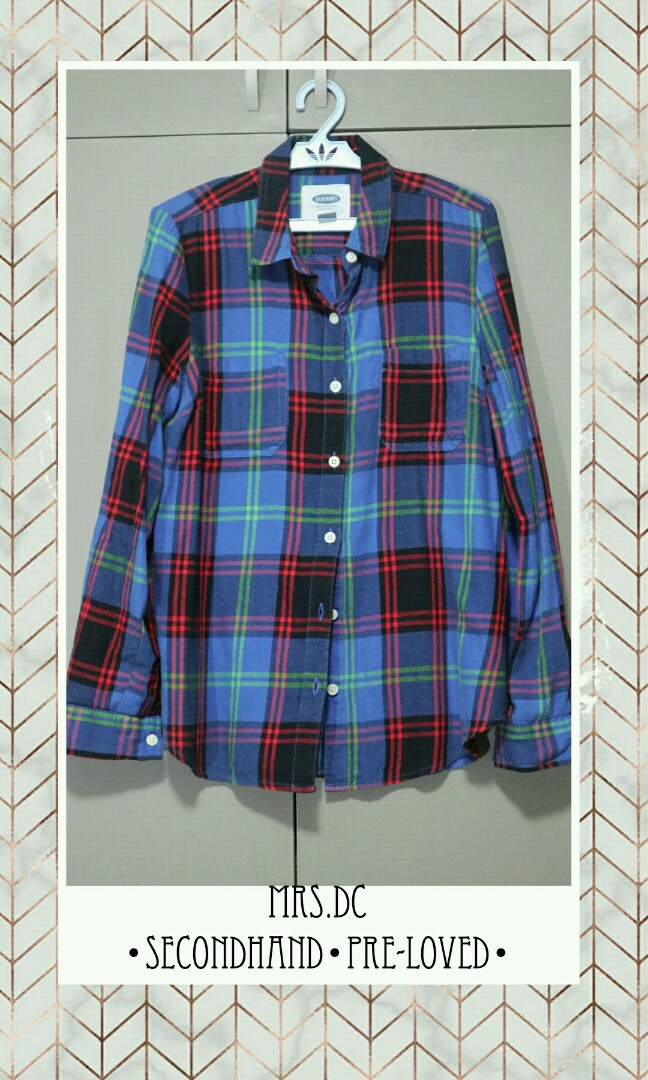 Old Navy Plaid Checkered Long Sleeves Polo Women S Fashion Clothes Tops On Carousell