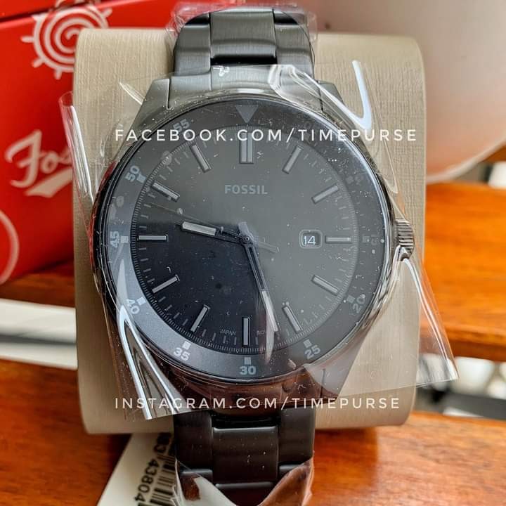 Orig Fossil Men s Belmar FS5531 Black Dial Stainless Steel Watch 44MM