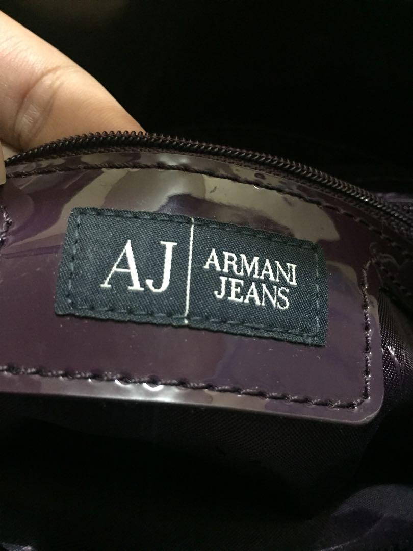 Armani Jeans Patent Tote Shopper Bag with Large AJ Logo Black - Ladies from  DesignerWear2U UK