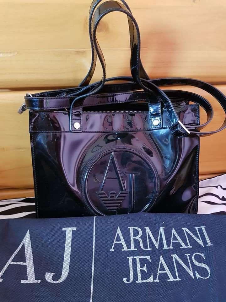 Buy ARMANI JEANS, Italy 80's Vintage Black Glossy Vinyl Hand Purse W/ Front Armani  Jeans Logo & Armani Jeans Signature Inner Lining Online in India - Etsy