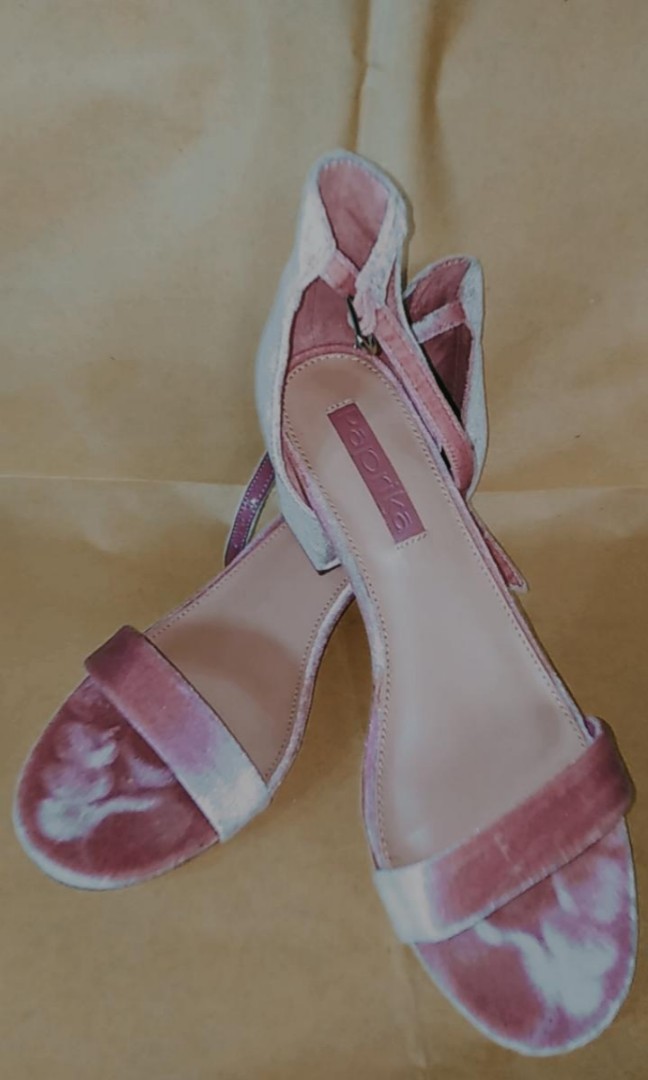 pink velvet high heels