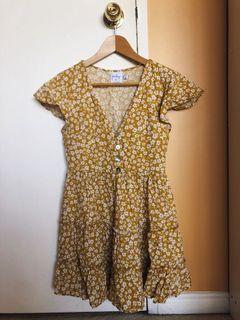 Princess polly foster mini floral mustard yellow sundress summer