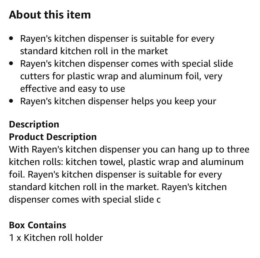 Rayen 全新廚房三層紙架kitchen roll holder, 傢俬＆家居, 家居裝飾, 家居裝飾 其他 Carousell