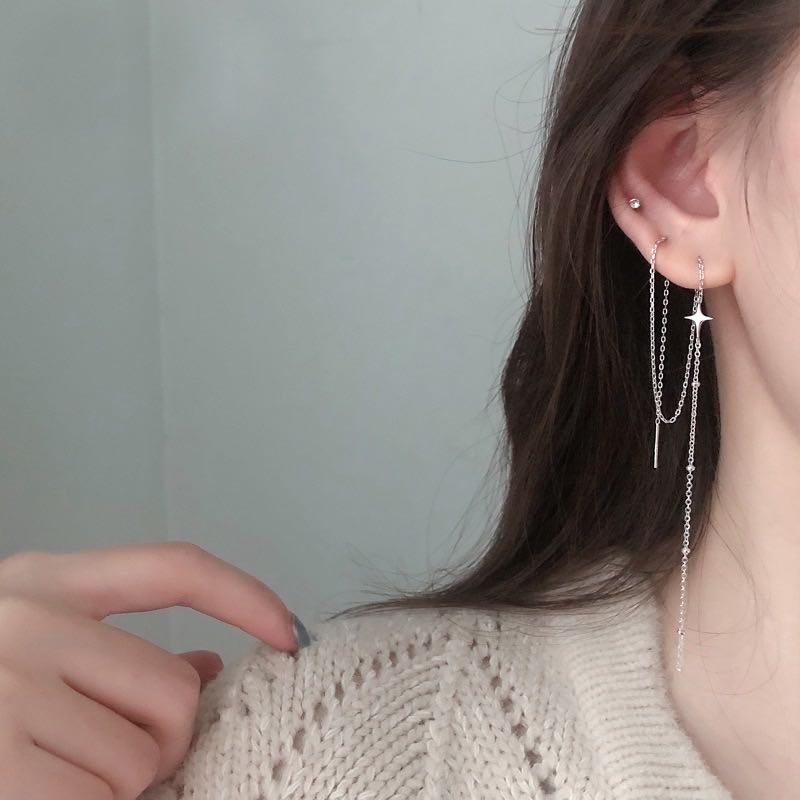Double post earrings best sale with chain