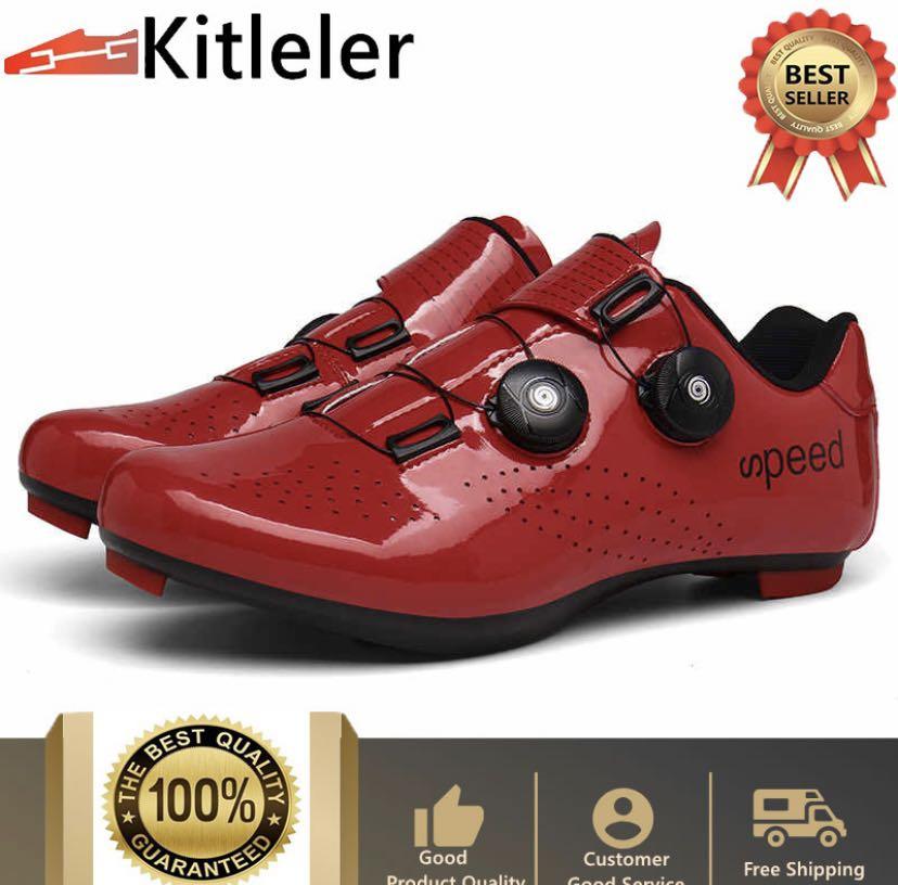 Red discount cycling shoes