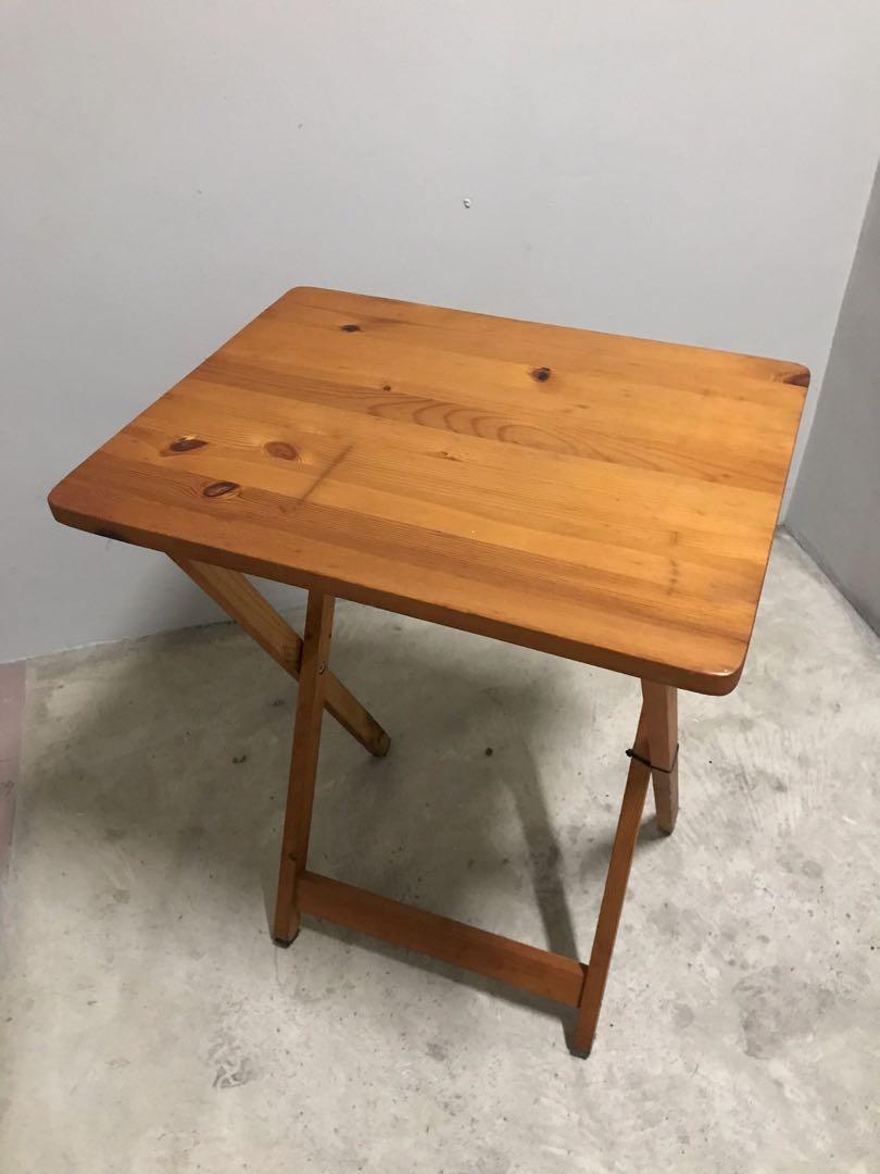 Solid Wood Foldable Portable Collapsible Side Table Furniture Tables Chairs On Carousell Foldable table, portable camping table, indoor household dining table folding table, outdoor leisure and convenient picnic table. carousell