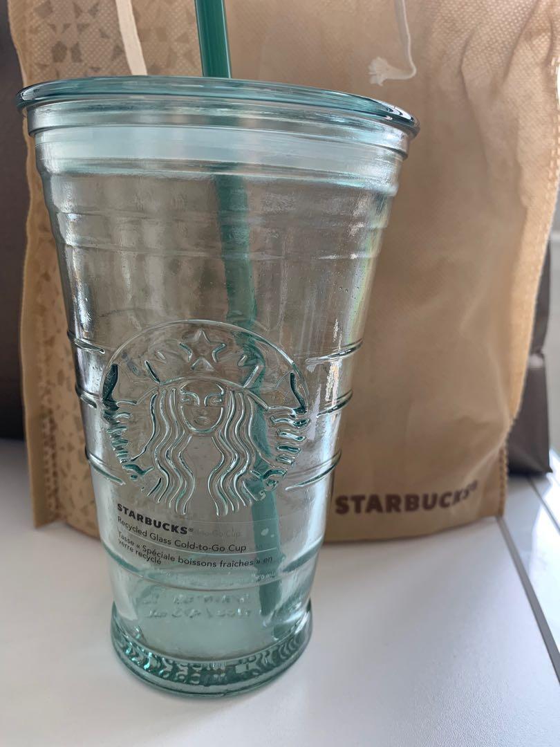 Starbucks Recycled Glass Cold-to-Go Cup 16floz, Furniture & Home Living,  Home Decor, Vases & Decorative Bowls on Carousell