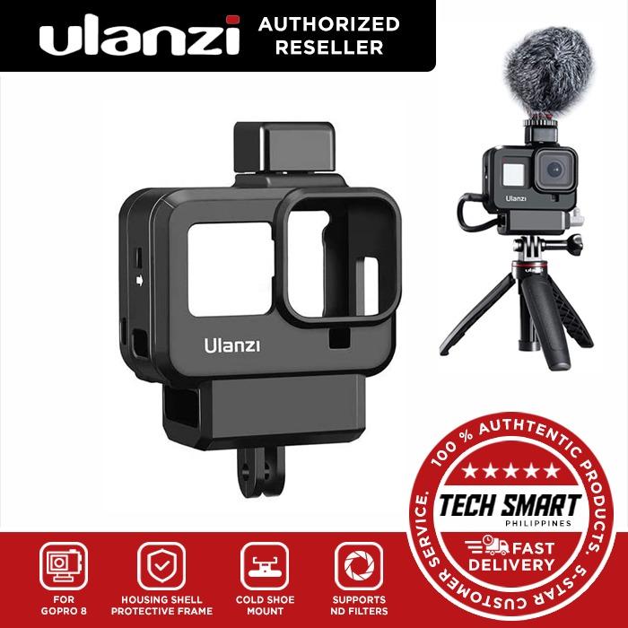 Ulanzi G8-9 Action Camera Case Cage Vlogging Protection Frame with Microphone Cold Shoe Mount and Lens Filter Adapter Compatible with GoPro 8 
