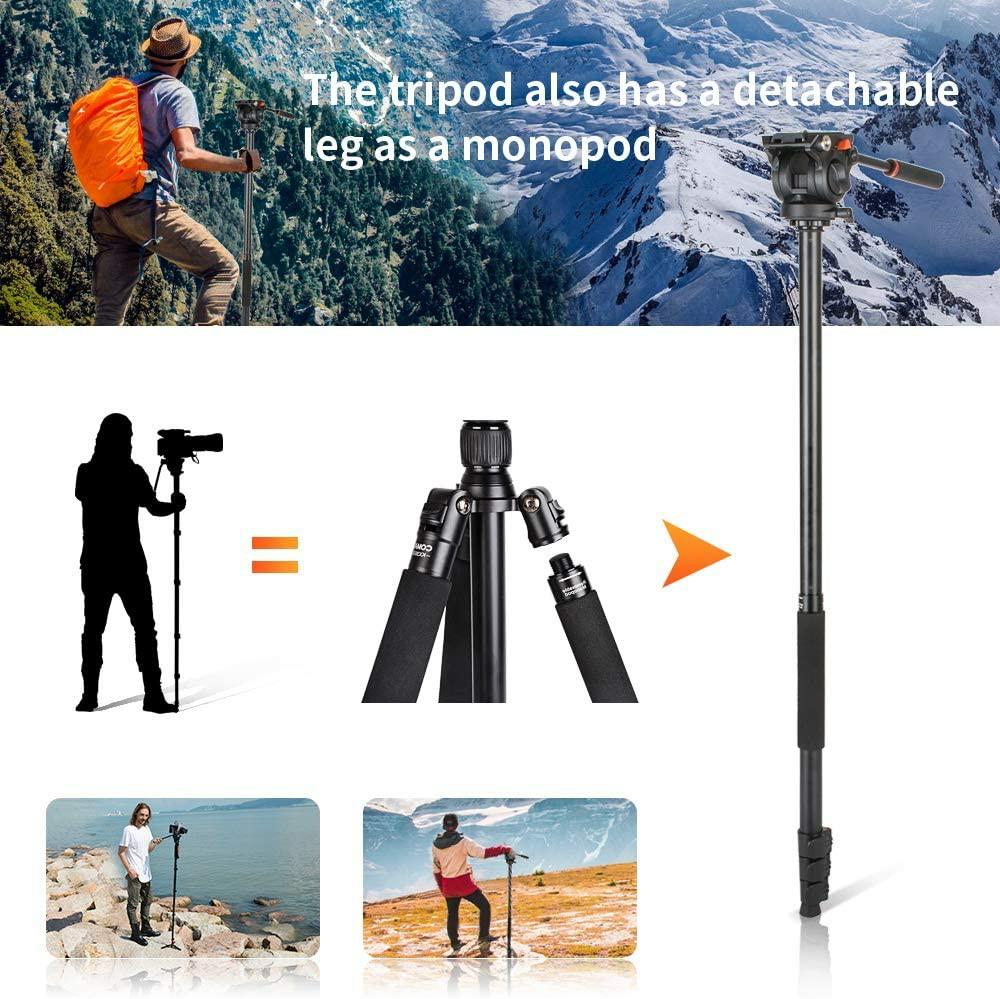 Video Tripod, Monopod convertible, COMAN KX3939 with 360 Fluid Head for