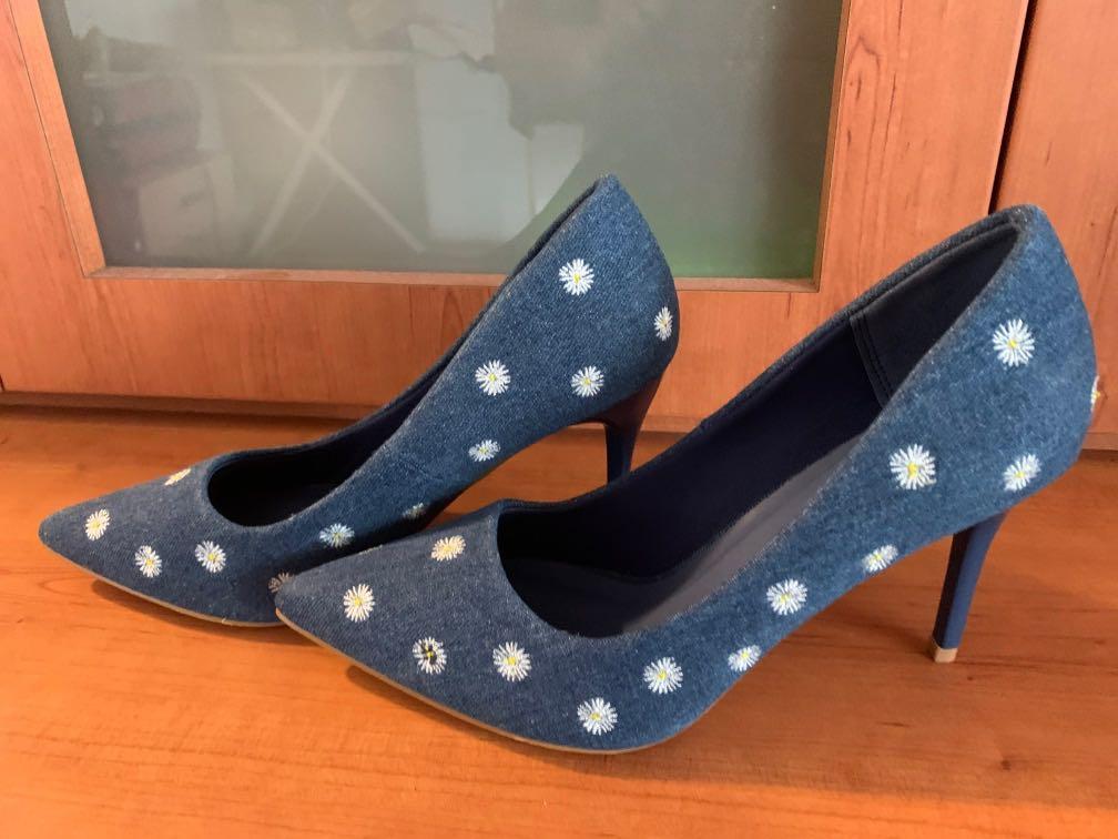 denim shoes women's heels